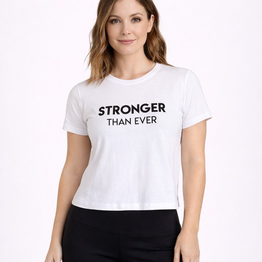 Zara White Graphic Tee - Stronger Than Ever